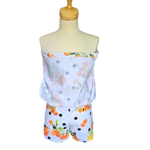 Zac & Rachel Orange Print Polka dot White Skort. size 10 - Picture 4 of 8